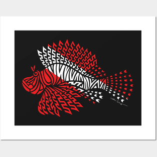 Tribal Scuba Flag Lionfish Posters and Art